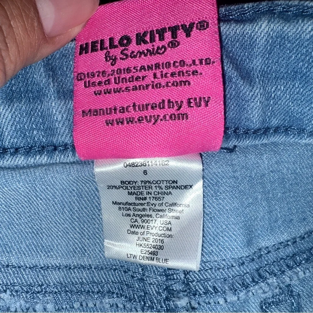 Hello Kitty Little Girl Skinny Bow Print Jeans with Adjustable Waist size 6 - Picture 6 of 7
